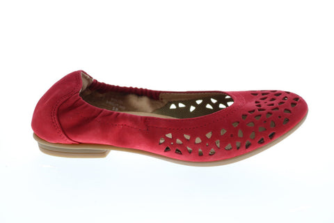Earth Inc. Breeze Soft Buck Womens Red Nubuck Slip On Ballet Flats Shoes