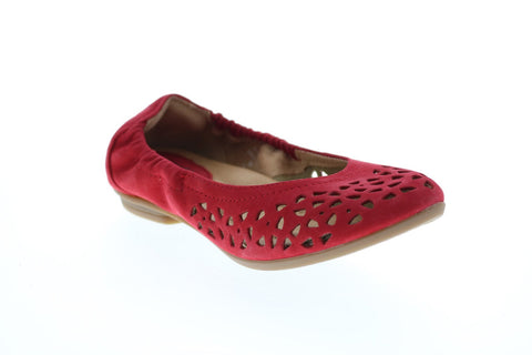 Earth Inc. Breeze Soft Buck Womens Red Nubuck Slip On Ballet Flats Shoes