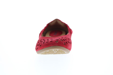 Earth Inc. Breeze Soft Buck Womens Red Nubuck Slip On Ballet Flats Shoes