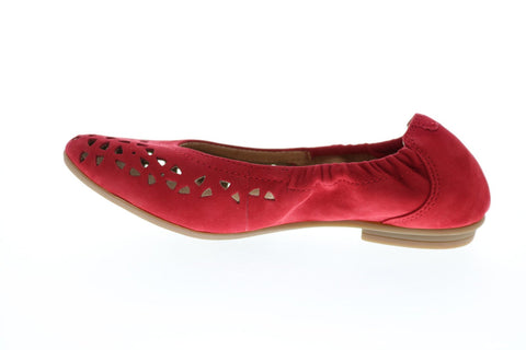 Earth Inc. Breeze Soft Buck Womens Red Nubuck Slip On Ballet Flats Shoes