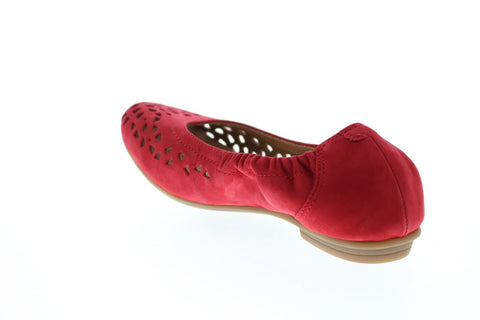 Earth Inc. Breeze Soft Buck Womens Red Nubuck Slip On Ballet Flats Shoes