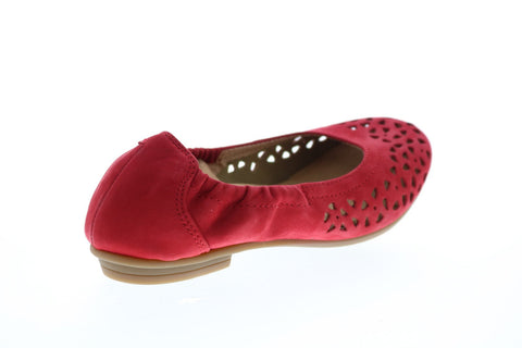 Earth Inc. Breeze Soft Buck Womens Red Nubuck Slip On Ballet Flats Shoes
