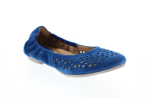 Earth Inc. Breeze Soft Buck Womens Blue Suede Ballet Sandals Shoes