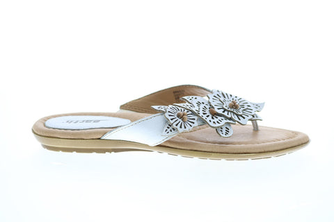 Earth Inc. Breeze Leather Womens White Leather Flip Flop Sandals Shoes
