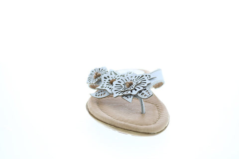 Earth Inc. Breeze Leather Womens White Leather Flip Flop Sandals Shoes
