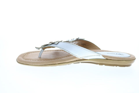 Earth Inc. Breeze Leather Womens White Leather Flip Flop Sandals Shoes