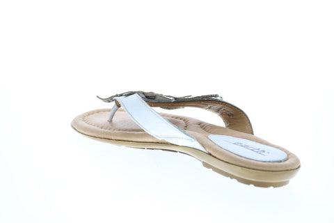 Earth Inc. Breeze Leather Womens White Leather Flip Flop Sandals Shoes