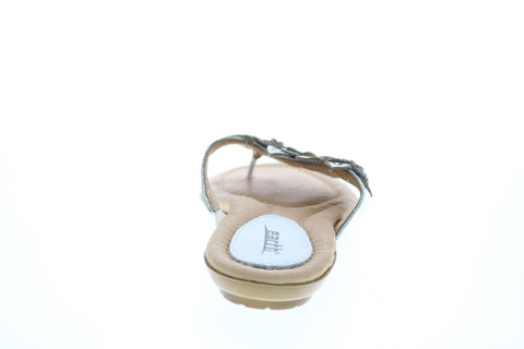 Earth Inc. Breeze Leather Womens White Leather Flip Flop Sandals Shoes