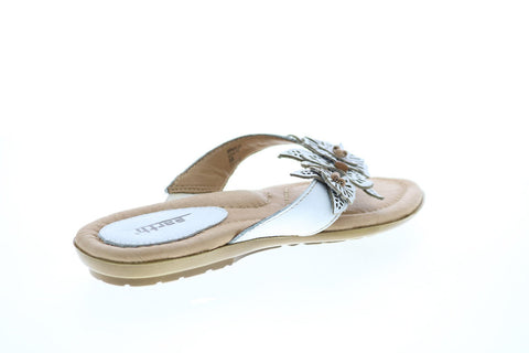 Earth Inc. Breeze Leather Womens White Leather Flip Flop Sandals Shoes