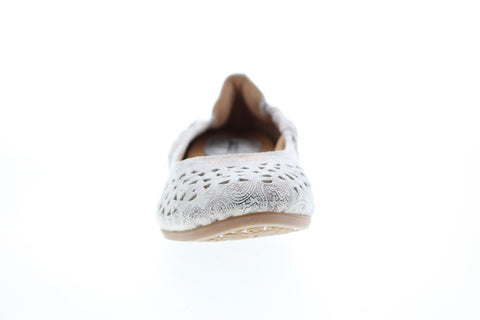 Earth Inc. Breeze Printed Leather Womens White Slip On Ballet Flats Shoes