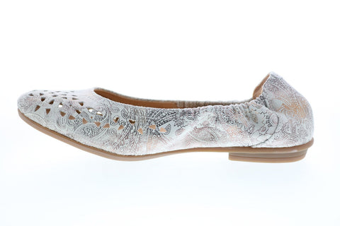 Earth Inc. Breeze Printed Leather Womens White Slip On Ballet Flats Shoes