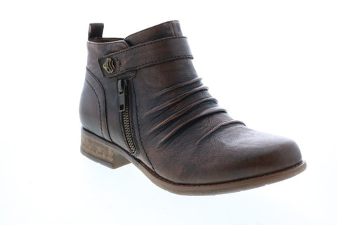 Earth Inc. Brook Brush Off Womens Brown Leather Zipper Ankle & Booties Boots