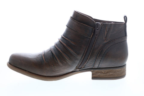 Earth Inc. Brook Brush Off Womens Brown Leather Zipper Ankle & Booties Boots