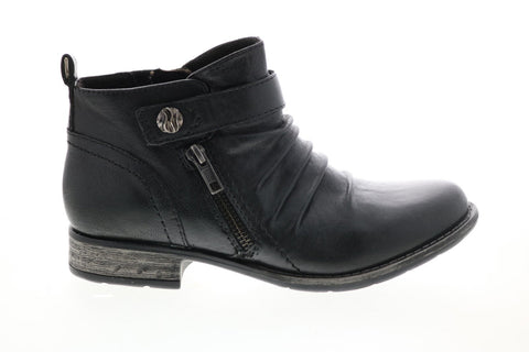 Earth Brook Brush Off Womens Black Leather Zipper Ankle & Booties Boots
