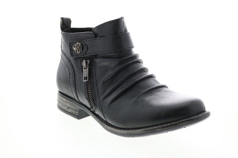 Earth Brook Brush Off Womens Black Leather Zipper Ankle & Booties Boots