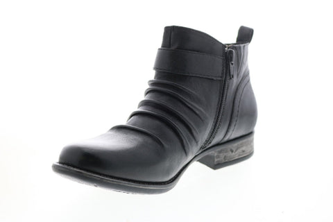 Earth Brook Brush Off Womens Black Leather Zipper Ankle & Booties Boots