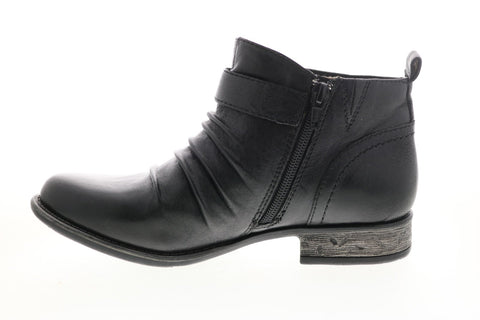 Earth Brook Brush Off Womens Black Leather Zipper Ankle & Booties Boots