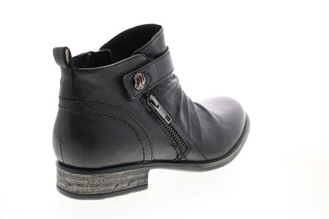 Earth Brook Brush Off Womens Black Leather Zipper Ankle & Booties Boots