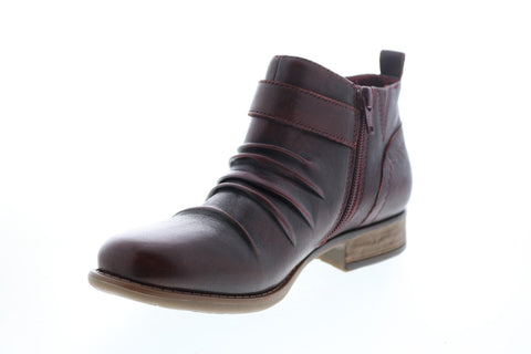 Earth Inc. Brook Brush Off Womens Burgundy Leather Zipper Ankle & Booties Boots