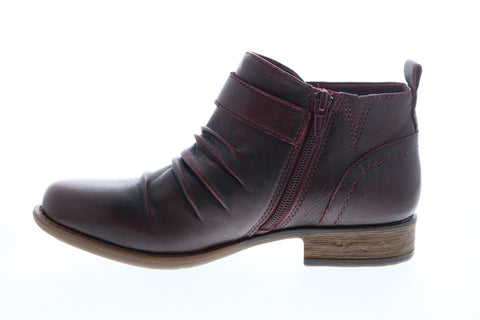 Earth Inc. Brook Brush Off Womens Burgundy Leather Zipper Ankle & Booties Boots