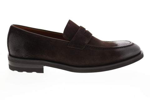 Bruno Magli Bryan Mens Brown Suede Slip On Loafers & Slip Ons Penny Shoes