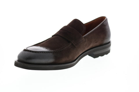 Bruno Magli Bryan Mens Brown Suede Slip On Loafers & Slip Ons Penny Shoes