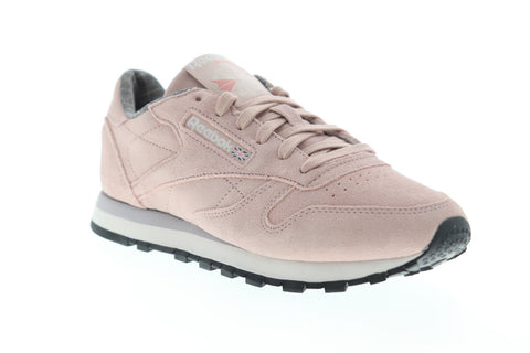 Reebok Classic Leather Weathered & Washed Womens Pink Suede Sneakers Shoes 