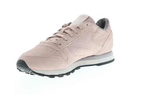 Reebok Classic Leather Weathered & Washed Womens Pink Suede Sneakers Shoes 