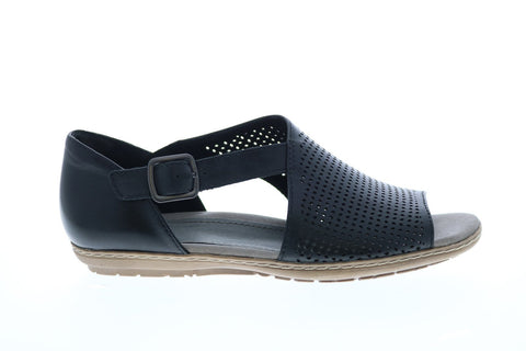 Earth Inc. Camellia Ballston Leather Womens Black Wide Strap Sandals Shoes