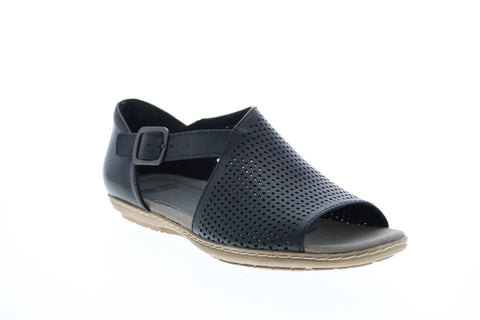 Earth Inc. Camellia Ballston Leather Womens Black Wide Strap Sandals Shoes