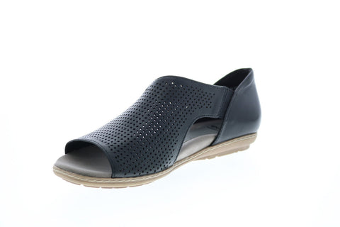 Earth Inc. Camellia Ballston Leather Womens Black Wide Strap Sandals Shoes