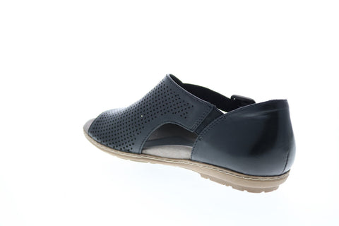 Earth Inc. Camellia Ballston Leather Womens Black Wide Strap Sandals Shoes