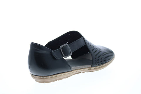 Earth Inc. Camellia Ballston Leather Womens Black Wide Strap Sandals Shoes