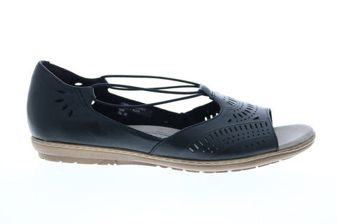 Earth Inc. Camellia Nauset Leather Womens Black Strap Sandals Shoes