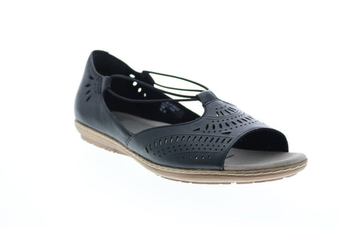 Earth Inc. Camellia Nauset Leather Womens Black Strap Sandals Shoes
