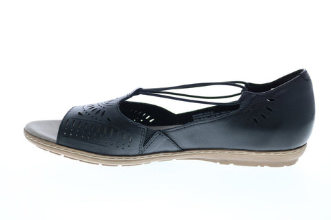 Earth Inc. Camellia Nauset Leather Womens Black Strap Sandals Shoes
