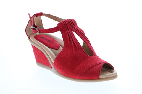 Earth Inc. Caper Suede Wedge Womens Red Suede Wedges Heels Shoes