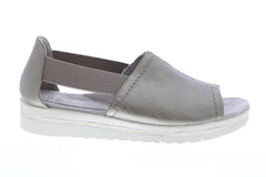 Earth Origins Carley Connie Womens Gray Leather Strap Flats Shoes
