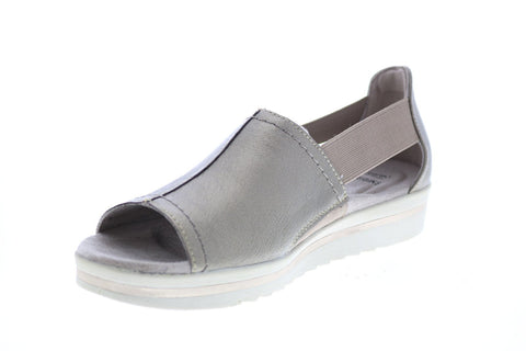 Earth Origins Carley Connie Womens Gray Leather Strap Flats Shoes