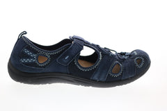 Earth Origins Carmen Womens Blue Wide Suede Strap Mary Jane Flats Shoes
