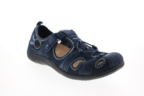 Earth Origins Carmen Womens Blue Wide Suede Strap Mary Jane Flats Shoes