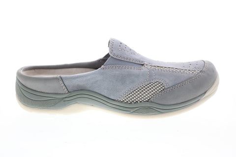 Earth Origins Clara Cortney Womens Gray Suede Slip On Clog Flats Shoes