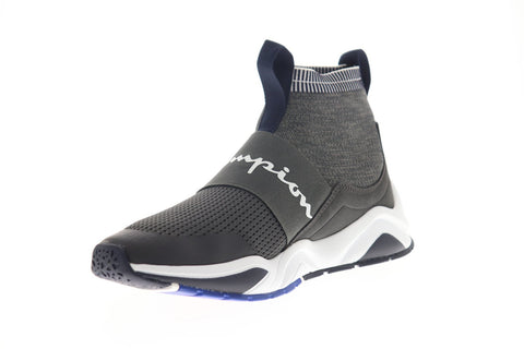 Champion Rally Pro Granite CM100019M Mens Gray Canvas Slip On High Top Sneakers