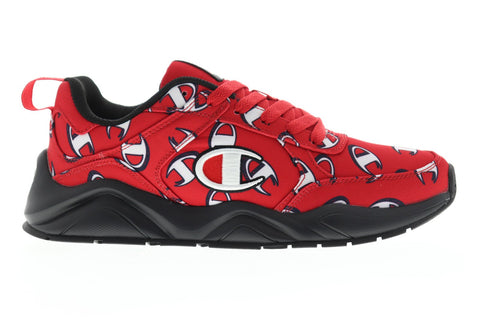 Champion 93 Eighteen Repeat C CM100241M Mens Red Canvas Lace Up Low Top Sneakers
