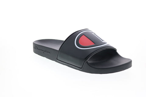Champion IPO CM100312W Womens Black Synthetic Slip On Slides Sandals Shoes