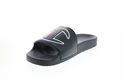 Champion IPO CM100312W Womens Black Synthetic Slip On Slides Sandals Shoes