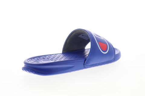 Champion Super Slide Split Script Mens Blue Synthetic Slides Sandals Shoes
