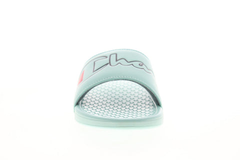 Champion Super Slide Split Script Mens Green Synthetic Slides Sandals Shoes