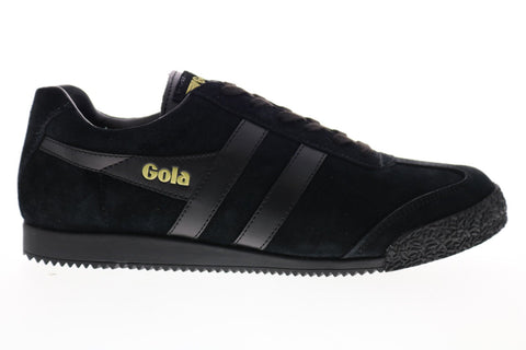 Gola Harrier Suede CMA192 Mens Black Suede Lace Up Low Top Sneakers Shoes