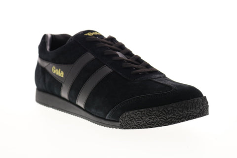 Gola Harrier Suede CMA192 Mens Black Suede Lace Up Low Top Sneakers Shoes